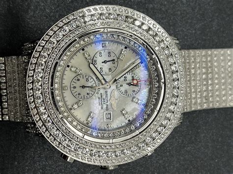 Custom Breitling A13370 Super Avenger 48MM Fully Iced Out .